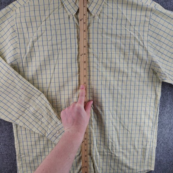 Brooks Brothers Medium Yellow Blue Plaid Non-iron Long Sleeve Button Up Shirt - Picture 10 of 15